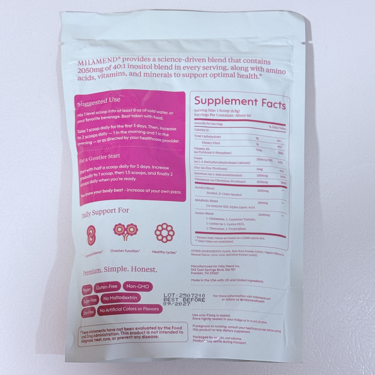 Milamend Hormone Balance, Hibiscus Tea, 14.6 oz, Best By 09/2027