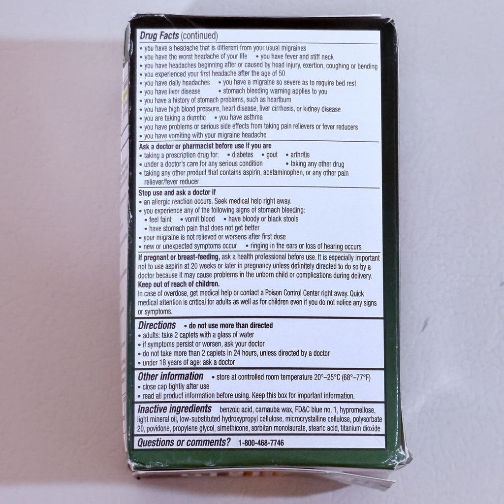 Excedrin Migraine Relief, 200 Caplets, Exp 06/2028