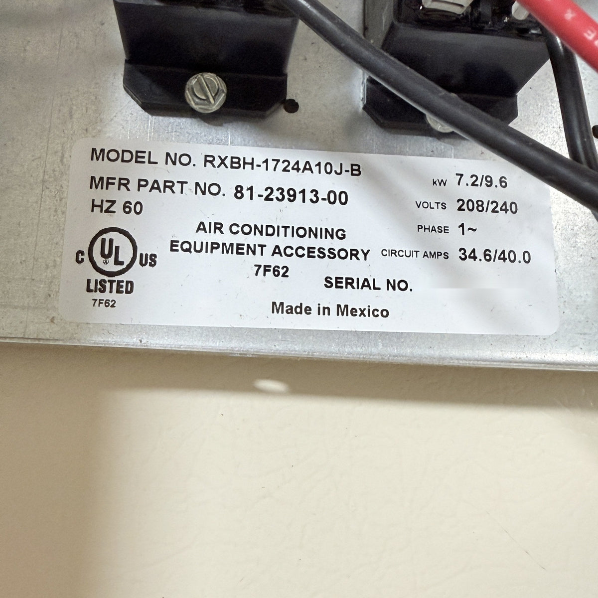 Rheem Protech RXBH-1724A10J-B 10kW Heater Kit with 60A Breaker