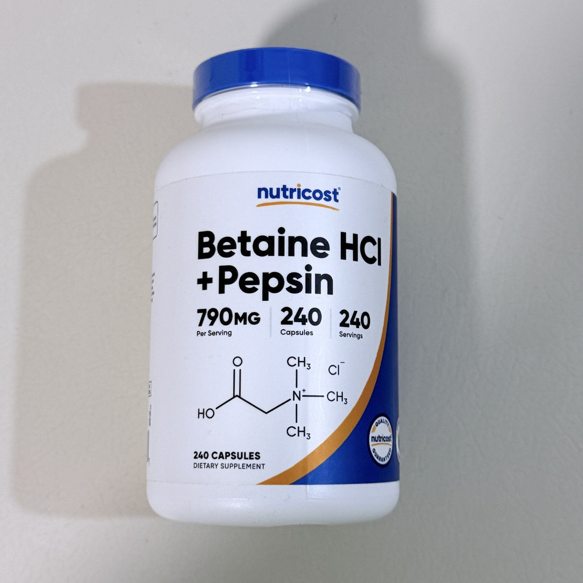 Nutricost Betaine HCl + Pepsin 790 mg, 240 Capsules, Exp 08/2028