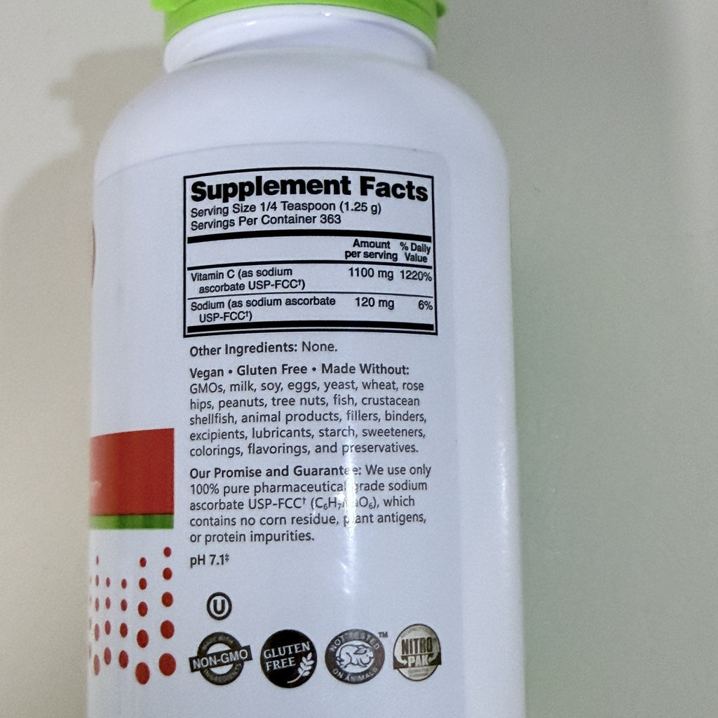 NutriBiotic Sodium Ascorbate Vitamin C Powder, 16 oz, Exp 12/2028