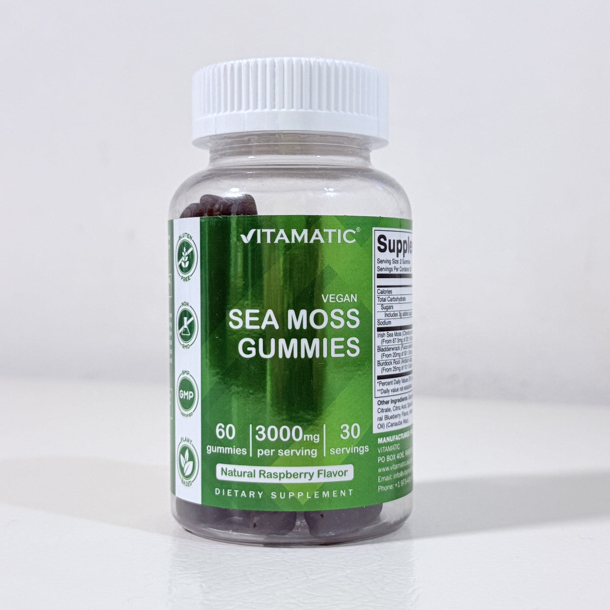 Vitamatic Vegan Sea Moss Gummies 3000 mg, 60 Count, Exp 10/2027