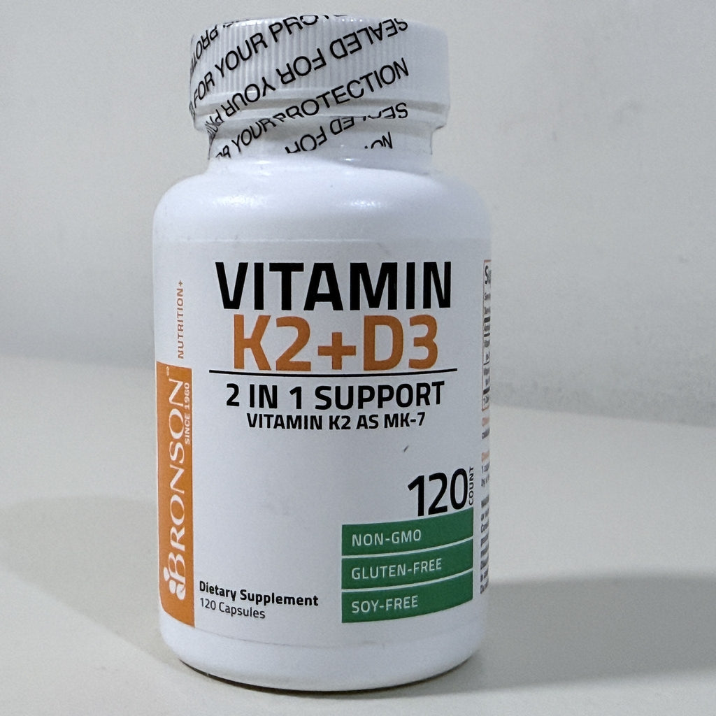 Bronson Vitamin K2 + D3 5000 IU, MK-7, 120 Capsules, Exp 12/2027