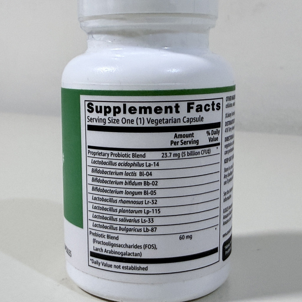 Amazon Basics Probiotic 5 Billion CFU, 60 Veg Capsules, Exp 08/2027