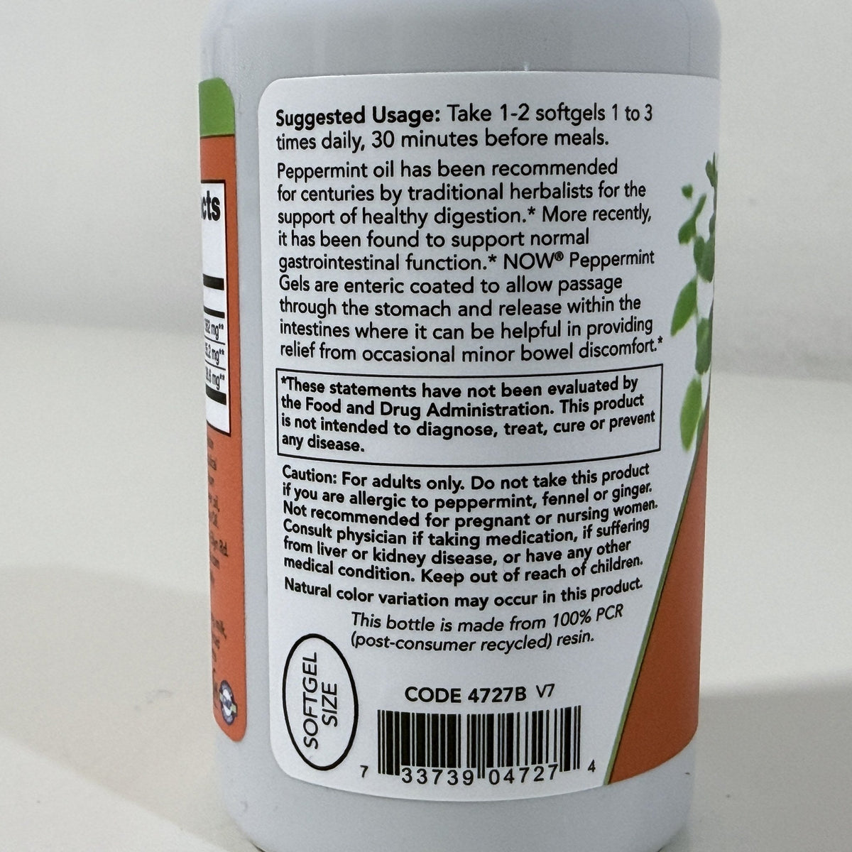 NOW Peppermint Gels with Ginger & Fennel Oils, 90 Softgels, BB 05/2029