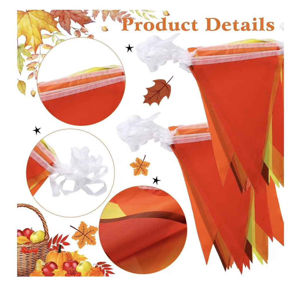 Fall Porch Banner Set with 164 ft Fall Pennant Banners, Scarecrow