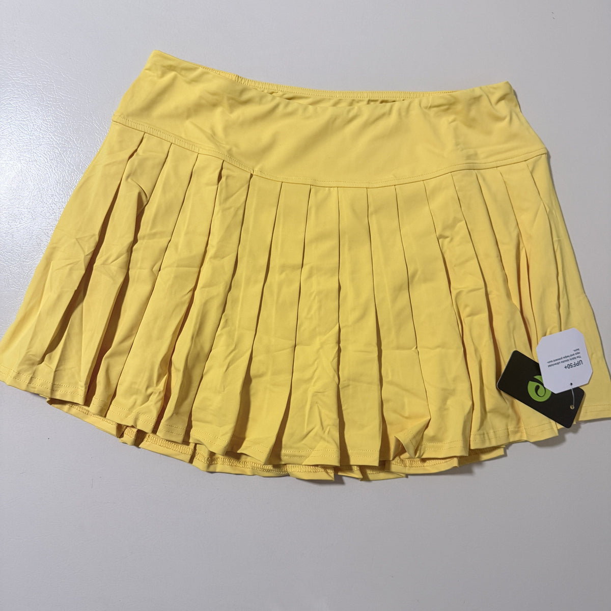 PINSPARK Pleated Tennis Skort with Pocket, Yellow, Women's XL