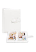 4x6 Photo Album, White Faux Leather with Snap Strap, Holds 68 Photos