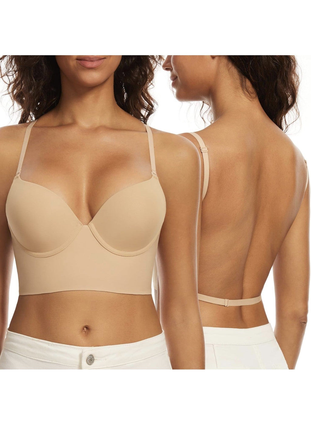 Low Back Bra with Convertible Straps, Nude, 34DD