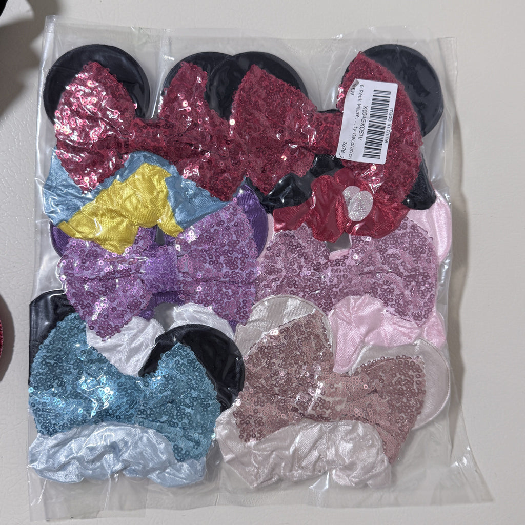Sequin Mouse Ears Lot: Polka Dot Visor, Racing Ears and 6 Headbands