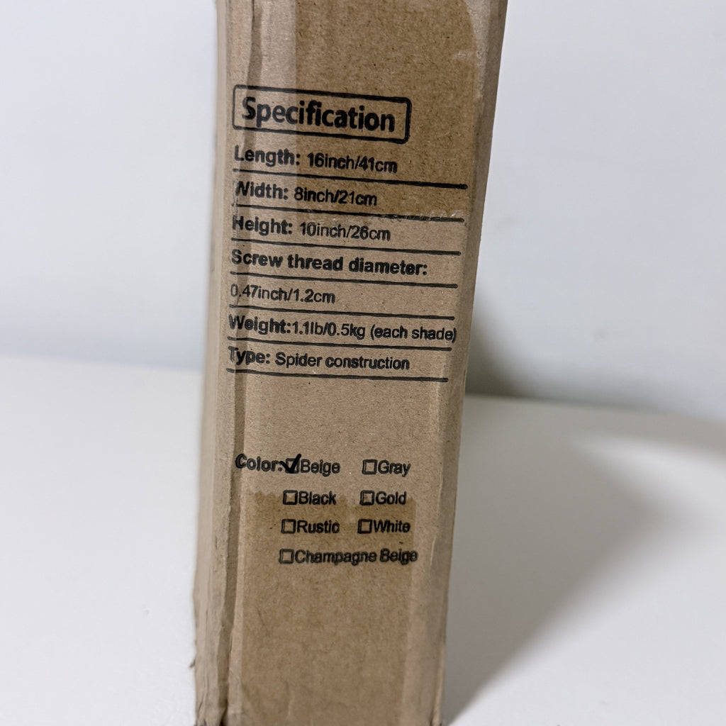 Rectangular Lamp Shades, Set of 2, with Harps, Beige Linen, 16x8x10 in