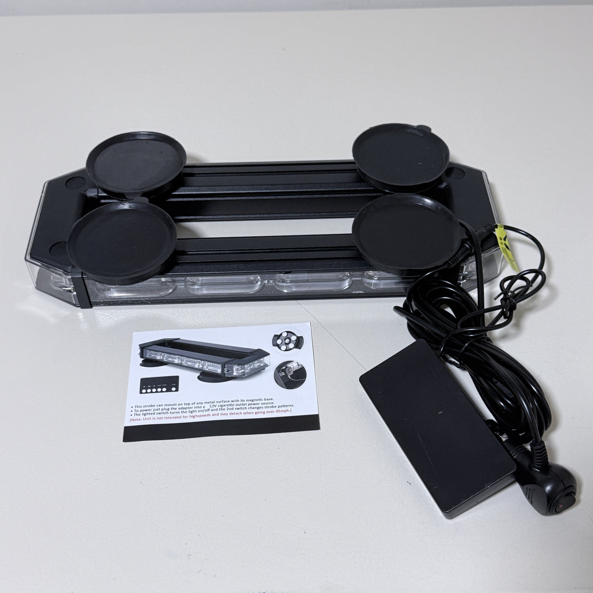 LED Rooftop Strobe Light Bar, Magnetic Base, Controller, 12V Plug
