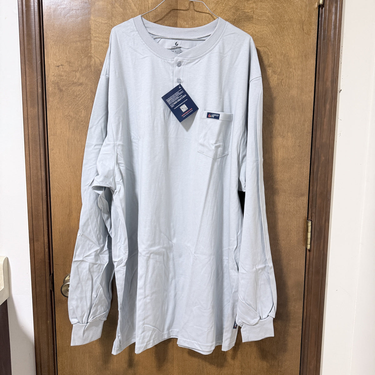 LAPCO FR Henley Tee Lot of 5, Gray, 5XL Tall, Flame Resistant CAT 2