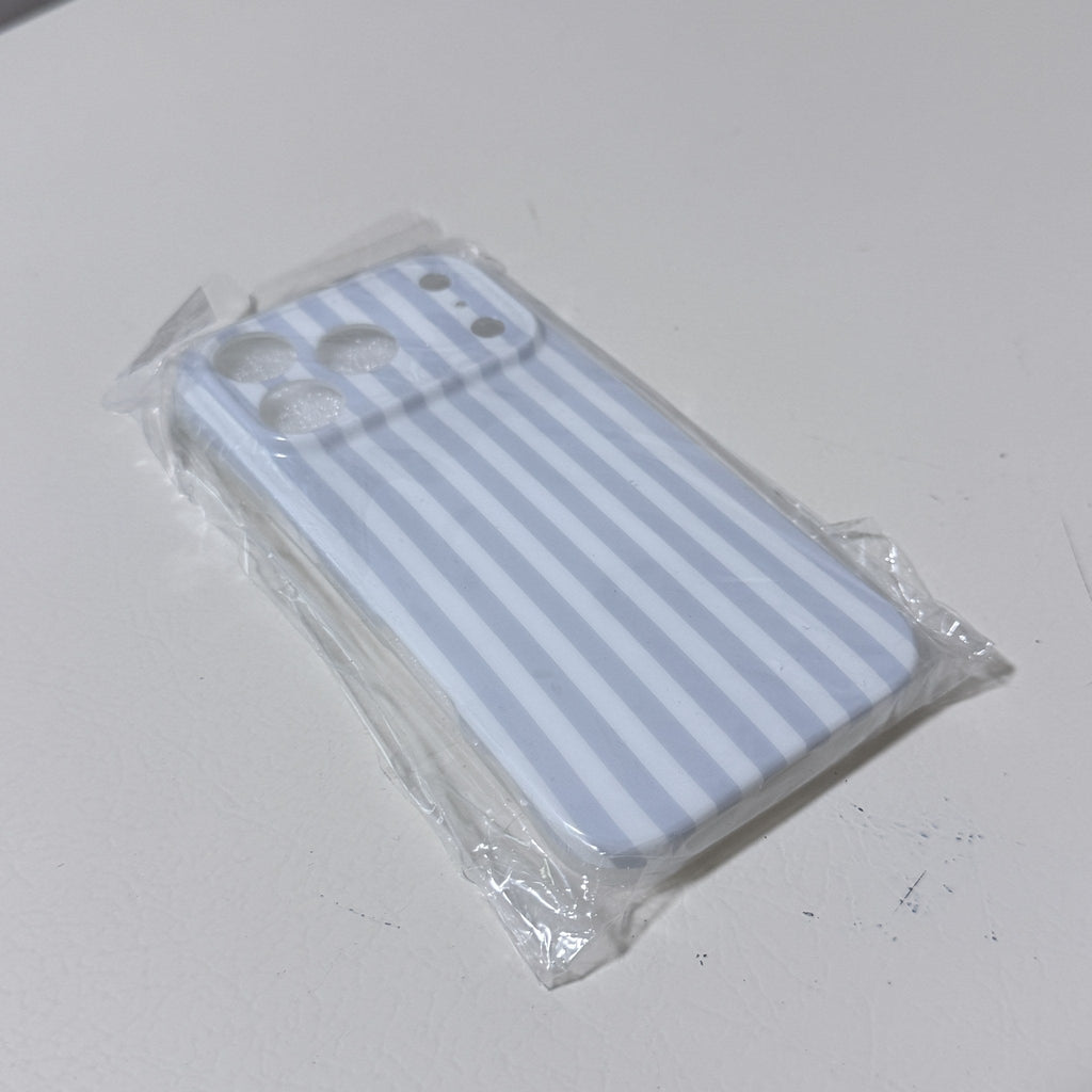 Light Blue Striped Phone Case for iPhone 17 Pro, Slim