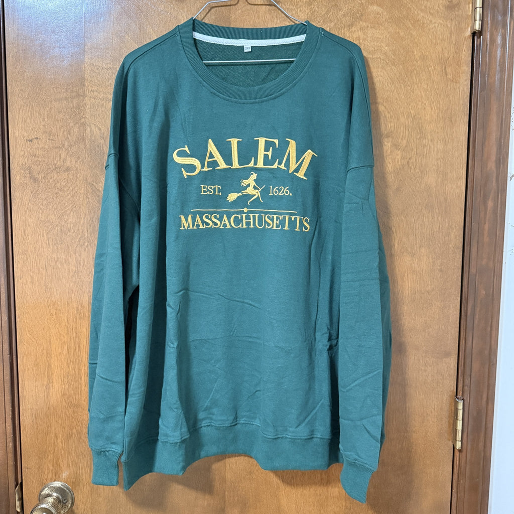 Salem Massachusetts Est. 1626 Embroidered Sweatshirt, Green, 2XL