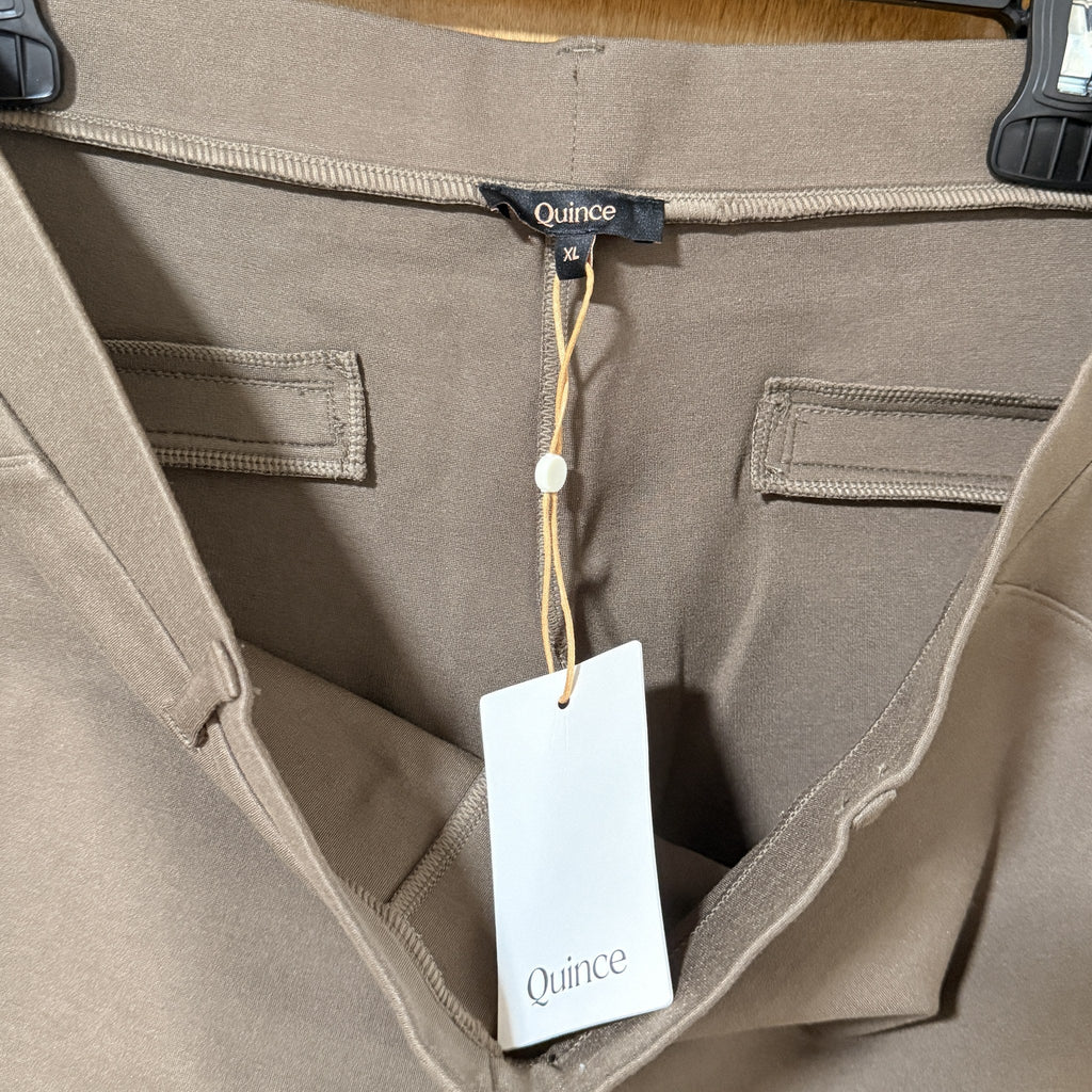 Quince Ultra-Stretch Ponte Straight Leg Pants, Dark Baltic Brown, XL