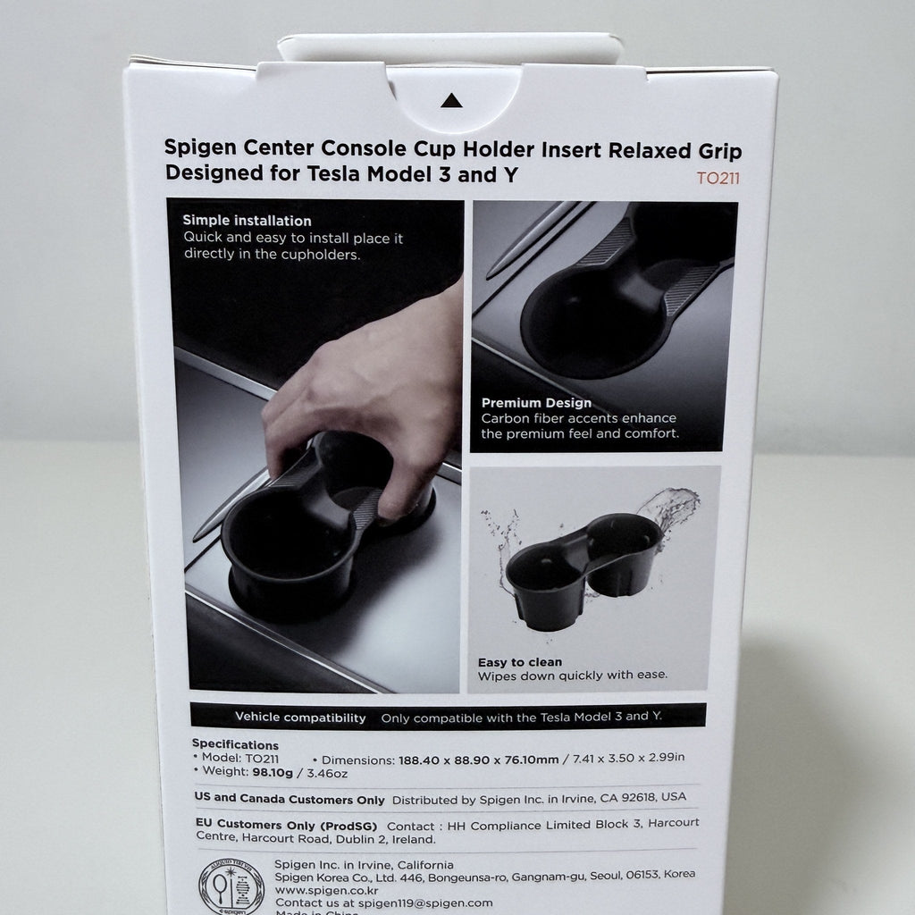 Spigen TO211 Cup Holder Insert for Tesla Model 3 and Model Y Black