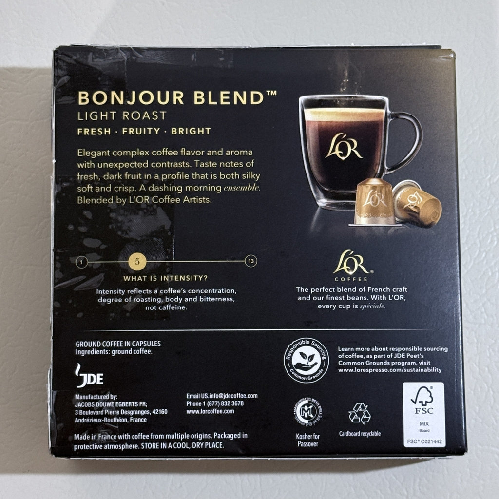 L'OR Bonjour Blend Coffee Capsules, 20 Count (2 Boxes), BB 02/2027