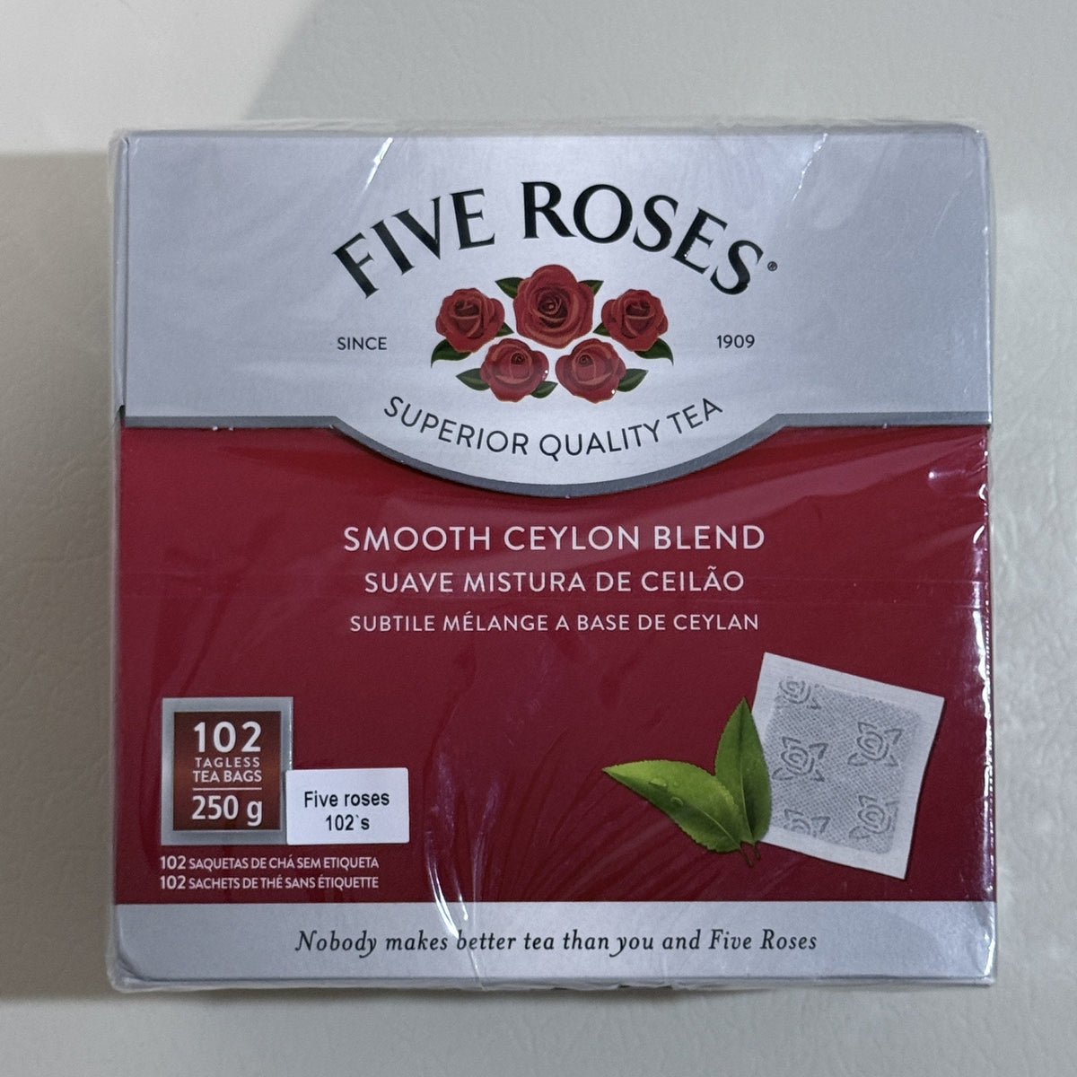 Five Roses Ceylon Blend Black Tea, 102 Tagless Tea Bags, BB 02/2027