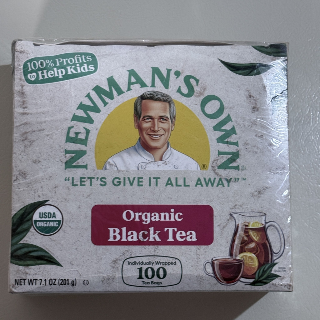 Newman's Own Organic Black Tea, 100 Wrapped Tea Bags, BB 05/2028