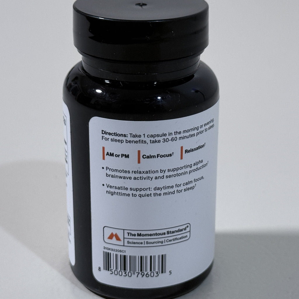 Momentous L-Theanine 200 mg, 60 Capsules, Exp 03/2028