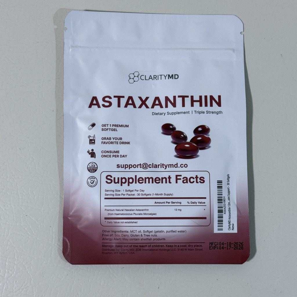 ClarityMD Astaxanthin 12 mg, 30 Softgels, Exp 04/2028