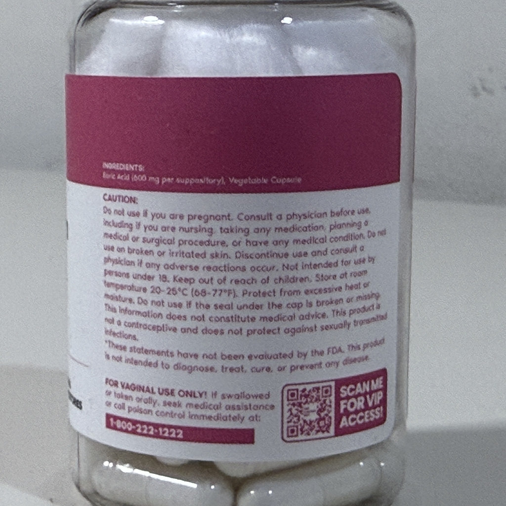 Her Fantasy Box Boric Acid 600 mg, 30 Suppositories, Exp 08/2029