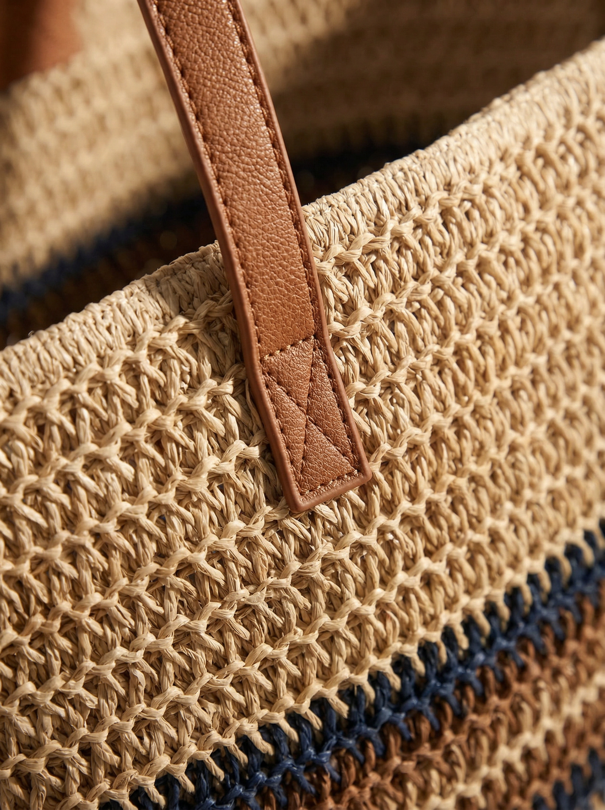 Artisanal Handwoven Stripes Large Tote for Summer Vacation