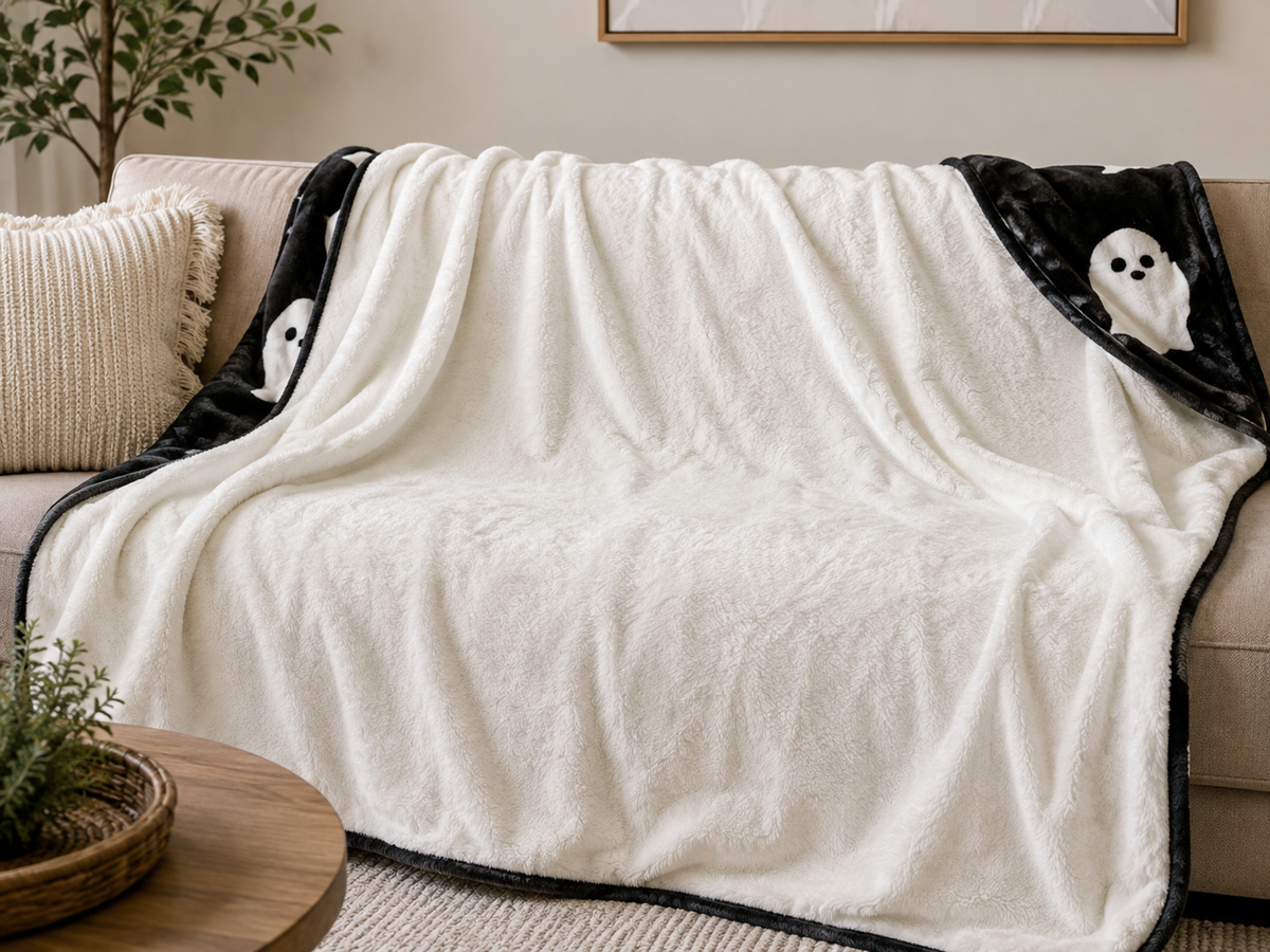 Soft Ghost Throw Blanket – Black & White, 50” x 60”