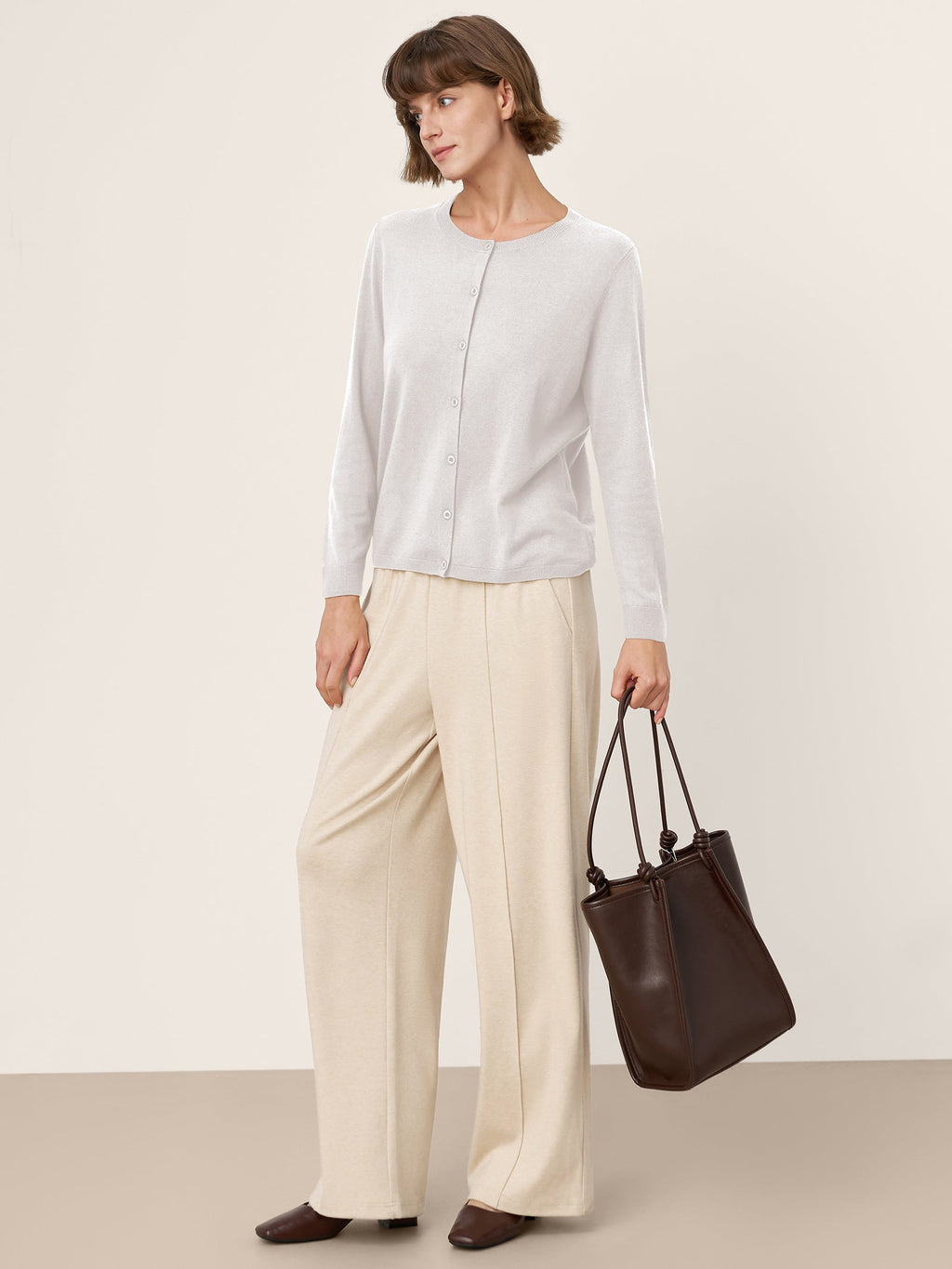 100% Extra-Fine Merino Wool Buttoned Knit Cardigan CAYLA