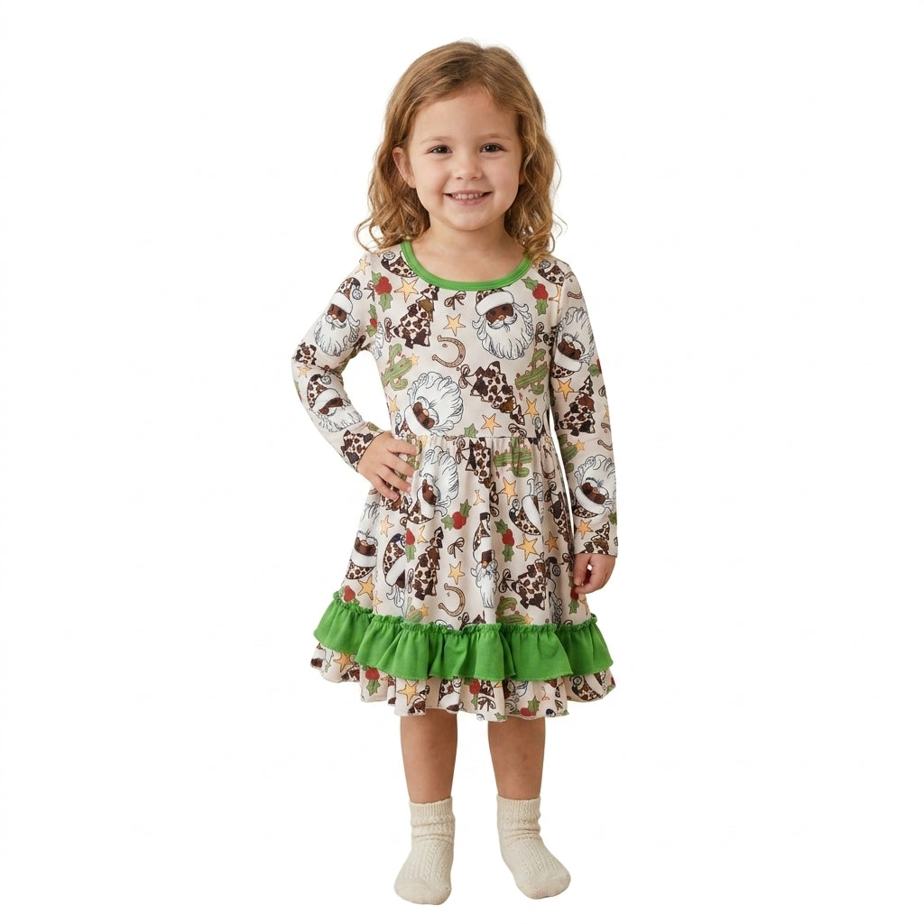 Cow Christmas tress santa western girls Christmas dresses