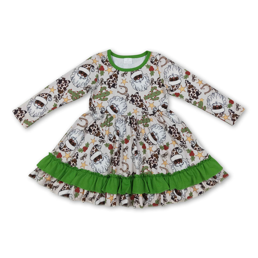 Cow Christmas tress santa western girls Christmas dresses
