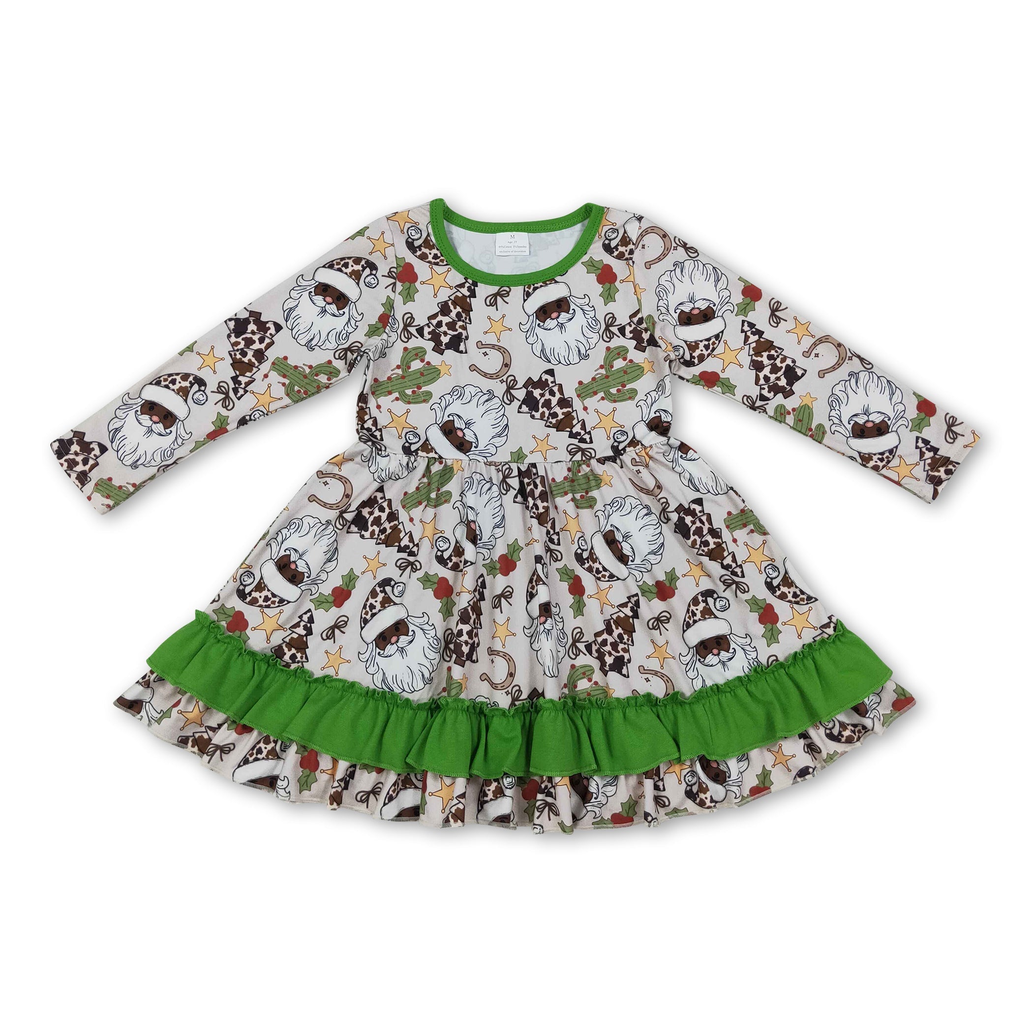 Cow Christmas tress santa western girls Christmas dresses