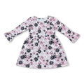 Long sleeves pink bow pumpkin floral girls Halloween dress