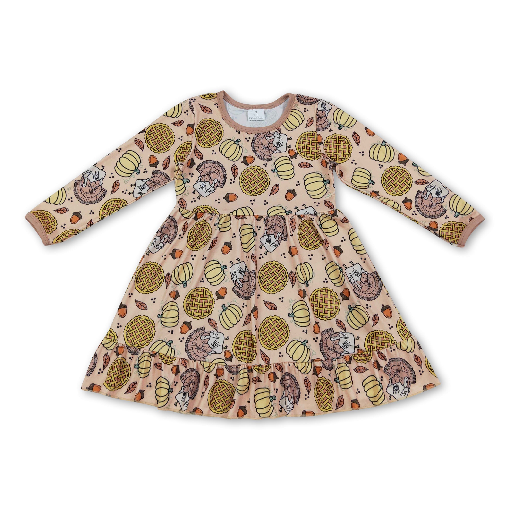 Turkey pumpkin ruffle girls Thanksgiving dress