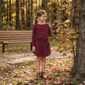 Long sleeves solid cotton top skirt kids girls outfits