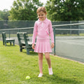 Pink stripe pullover pleated skirt girls active wear set