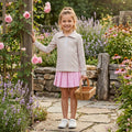 Floral zipper pullover pink pleated skirt girls outfits