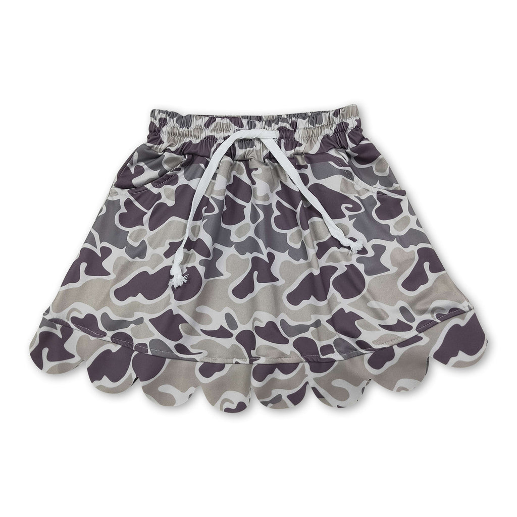 Camo pocket scallop hunting kids girls skirt