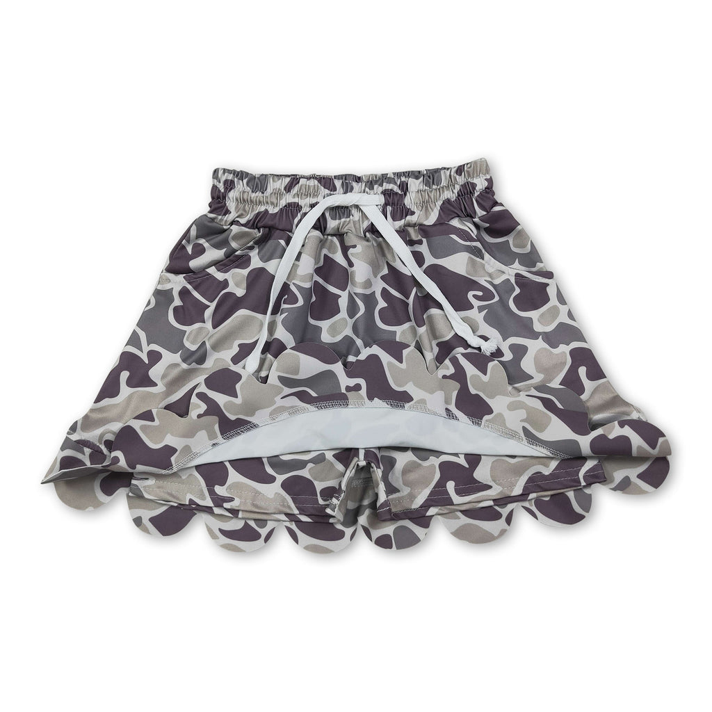 Camo pocket scallop hunting kids girls skirt