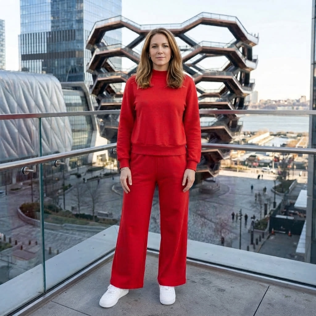 Long sleeves red cotton top pants adult women outfits