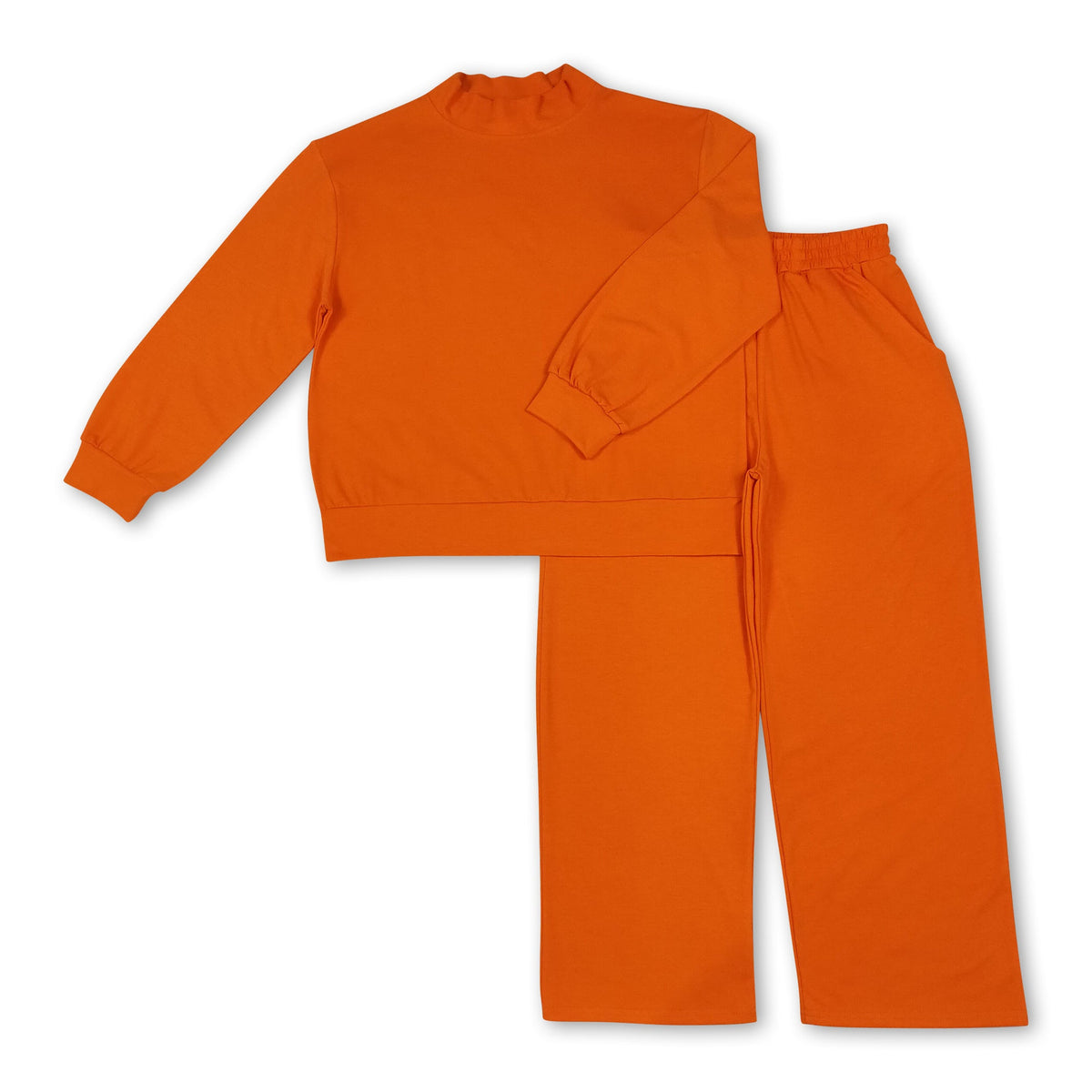 Long sleeves orange cotton top pants adult women outfits
