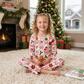Long sleeves santa bow scallop kids girls Christmas outfit