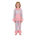 Long sleeves peach ruffle coral hoodie pants kids girls outfits