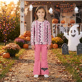 Long sleeves ghost bat top pants girls Halloween set