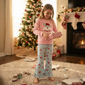 HO HO HO santa embroidery top pants girls Christmas set