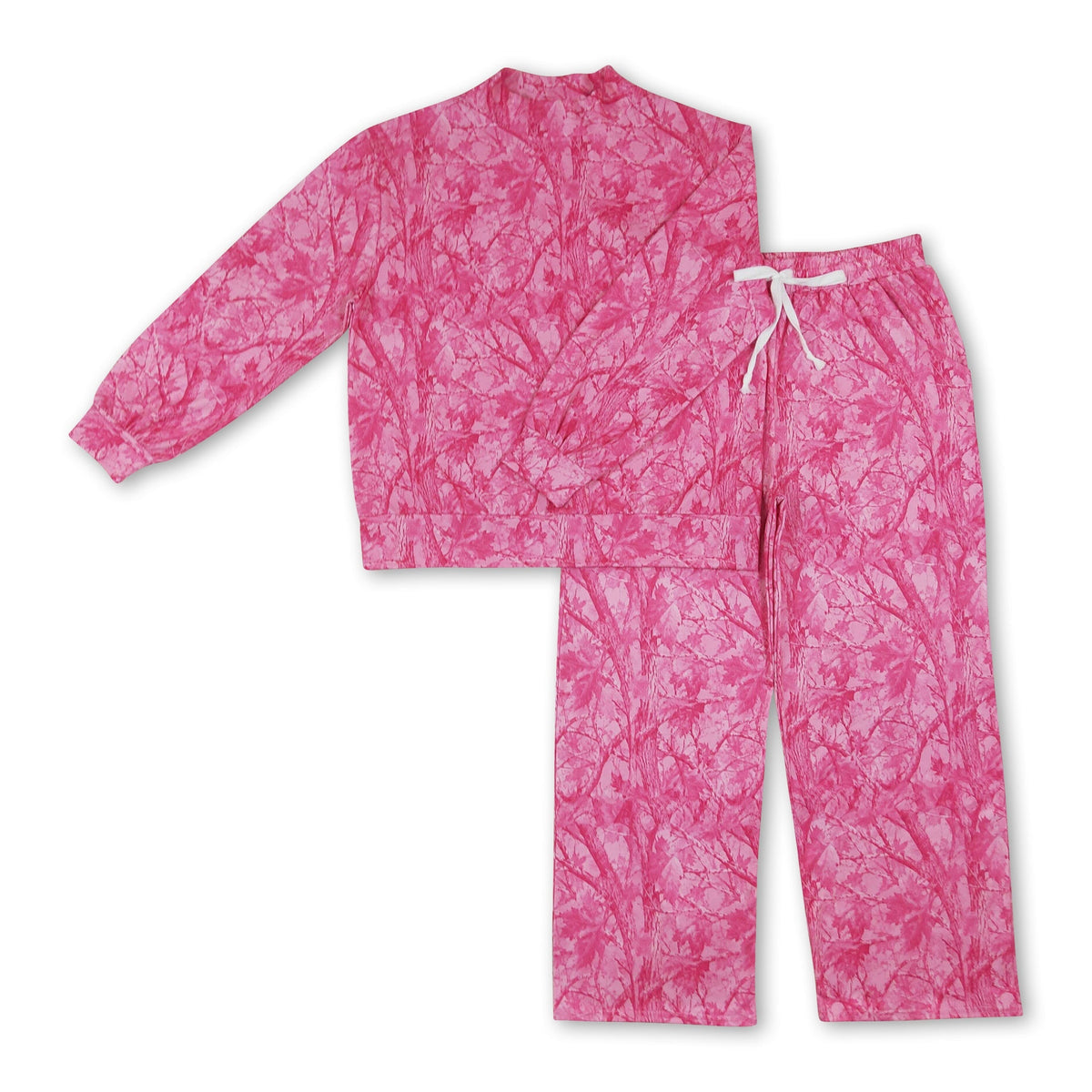Long sleeves pink leaves camo adult women outfits