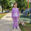 Lavender plaid pocket hoodie ruffle girls outfits