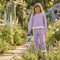 Long sleeves plaid ruffle lavender cotton girls outfits