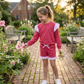 Flutter long sleeves hot pink top shorts girls outfits